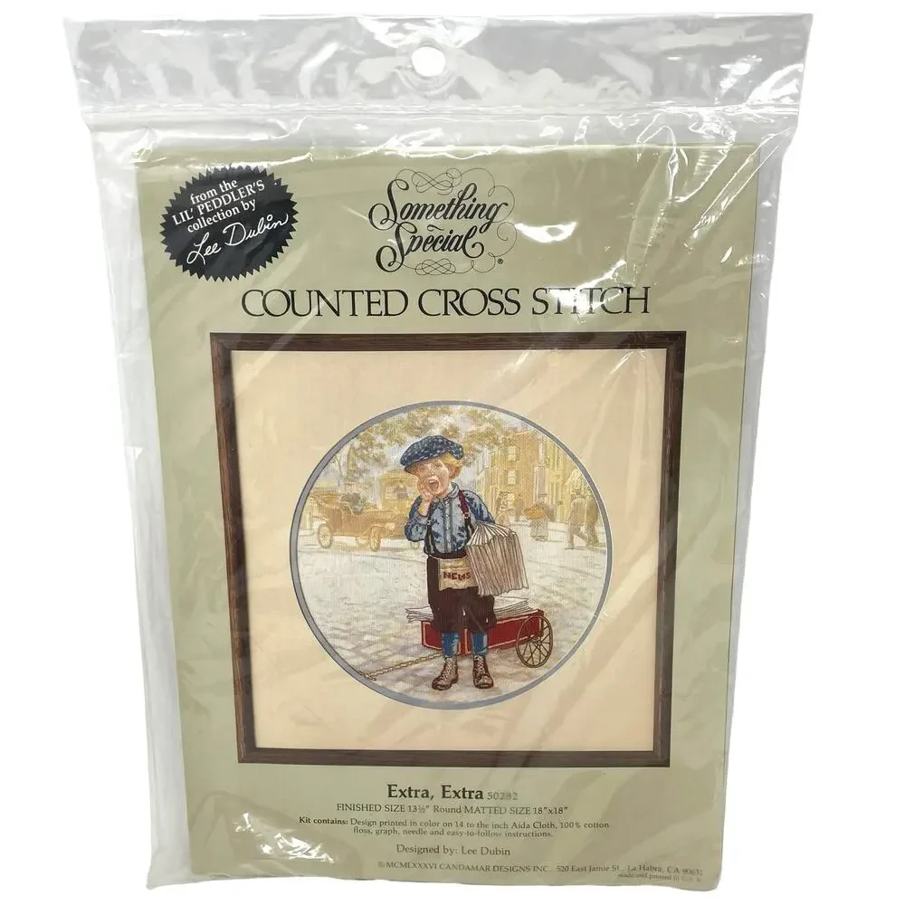 Something Special Counted Cross Stitch Kit “Extra,Extra”#50282 Vintage 1986 NEW